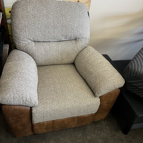 grey and brown armchair